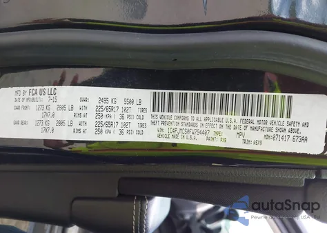 2015 Jeep Cherokee Latitude из США, поврежденный, VIN 1C4PJMCS0FW794407